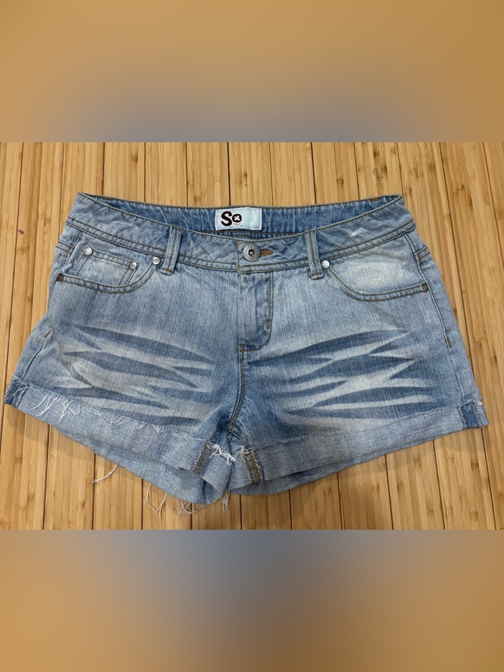 SO size 9 denim shorts. Light wash.